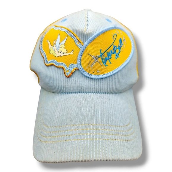 Vintage Walt Disney World Tinkerbell Snapback Hat Corduroy Embroidered Patch - Picture 1 of 11